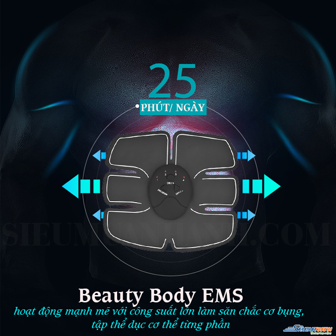 Máy massage xung điện tập cơ bụng 6 múi GYM Beauty Body EMS